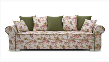 Прямой диван Ameli (Arcadia rose+shaggy green+glance bone) в Саранске