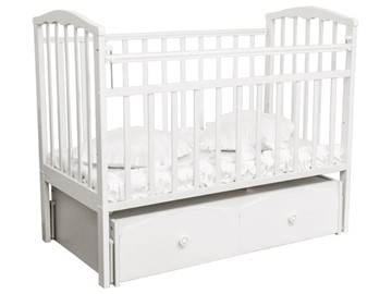 Кроватка в детскую Золушка 7, 60х120, массив березы, цвет белый в Саранске