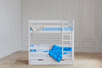 Двухъярусная кровать без крыши с ящиками, цвет белый в Саранске