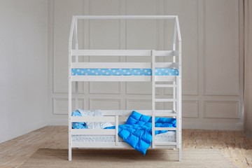 Детская двухъярусная кровать Домик, цвет белый в Саранске