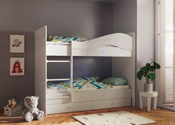 Двухъярусная кровать ТМК Мая с 2 ящиками на щитах, цвет Млечный дуб в Саранске