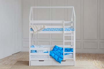 Двухэтажная детская кровать Домик с ящиками, цвет белый в Саранске