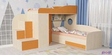 Детская кровать-шкаф Кадет-2, корпус Дуб, фасад Оранжевый в Саранске