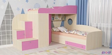 Детская кровать-шкаф Кадет-2, корпус Дуб, фасад Розовый в Саранске