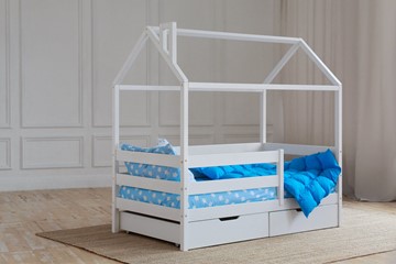 Кровать односпальная детская Домик с ящиками, цвет белый в Саранске