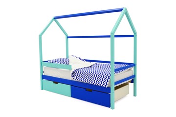 Кровать-домик детская Svogen синий-мятный в Саранске