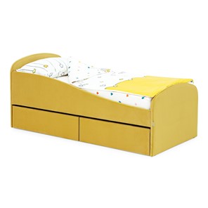 Кровать в детскую с ящиками Letmo 190х80 горчичный (велюр) в Саранске