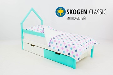 Кровать-домик детская мини Skogen белый-мятный в Саранске