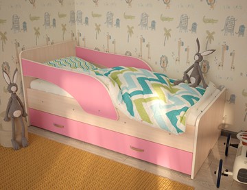 Детская кровать Максимка, корпус Млечный дуб, фасад Розовый в Саранске