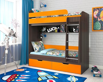 Детская 2-х ярусная кровать Ярофф Юниор-5, каркас Бодего, фасад Оранжевый в Саранске