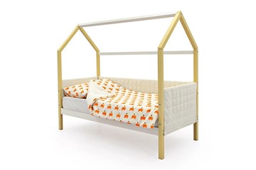 Кровать-домик детская «Svogen бежево-белый» мягкая в Саранске