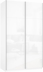 Шкаф 2-створчатый Прайм (Белое стекло/Белое стекло) 1200x570x2300, белый снег в Саранске