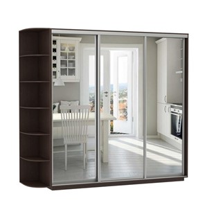Шкаф 3-дверный Экспресс (3 зеркала), со стеллажом 2400х600х2400, венге в Саранске