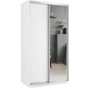 Шкаф 2-дверный Е1 Хит (ДСП/Зеркало), 1200x600x2200, белый снег в Саранске