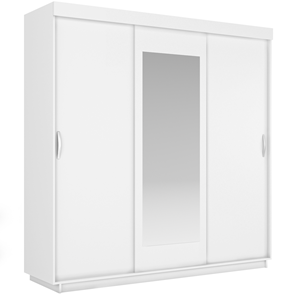 Шкаф 3-х дверный Лайт (2 ДСП/Зеркало) 1800х595х2120, Белый Снег в Саранске
