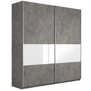 Шкаф 2-дверный Широкий Прайм (ДСП / Белое стекло) 2200x570x2300, Бетон в Саранске
