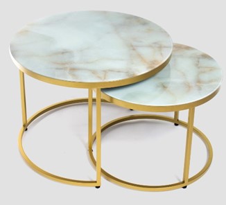 Стеклянный столик в зал Дуэт, столешница в стекле опоры золото в Саранске