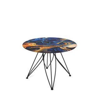 Круглый столик SHT-S113 / SHT-TT32 60 стекло/МДФ (синий сапфир/черный муар) в Саранске