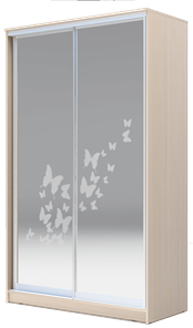 Шкаф 2-х створчатый 2400х1362х620 два зеркала, "Бабочки" ХИТ 24-14-66-05 Дуб Млечный в Саранске