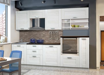 Прямой кухонный гарнитур Квадро 2700, цвет Белая лиственница в Саранске