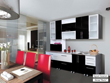 Гарнитур кухонный Мыло 224 2600, цвет Черный/Белый металлик в Саранске