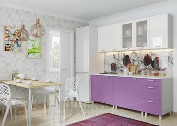 Кухонный гарнитур угловой Модерн, белый глянец/фиолетовый металлик в Саранске