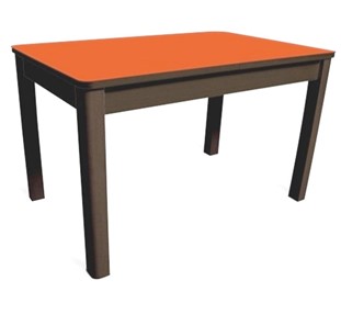 Кухонный обеденный стол Айсберг-05 СТ1, венге ЛДСП/стекло оранжевое/42 прямые массив венге в Саранске
