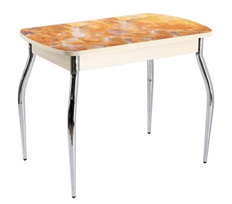 Кухонный обеденный стол ПГ-06 СТФ, дуб молочный лдсп/оникс/35 хром гнутые в Саранске
