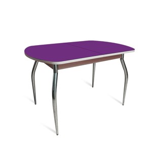 Кухонный стол ПГ-08 СТ2, дуб молочный/фиолетовое стекло/35 хром гнутые металл в Саранске