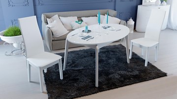 Овальный обеденный стол Марсель (СМ(Б)-102.01.12(1)), цвет  Белый/Стекло белое глянец в Саранске