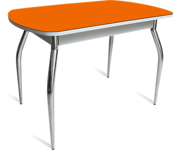 Мини-стол на кухню ПГ-04 СТ белое/оранжевое/хром фигурные в Саранске