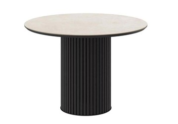 Керамический обеденный стол DikLine AKR120, керамика 120, STONE BEIGE PREMIUM CER/ЧЕРНЫЙ, (2 уп.) в Саранске