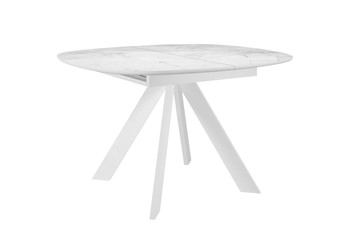 Керамический обеденный стол DikLine BK100 Керамика Белый мрамор/подстолье белое/опоры белые в Саранске