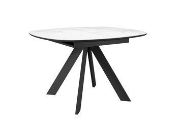 Керамический кухонный стол DikLine BK100 Керамика Белый мрамор/подстолье черное/опоры черные в Саранске