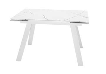 Стол обеденный раскладной DikLine DKL140 Керамика Белый мрамор/опоры белые (2 уп.) в Саранске