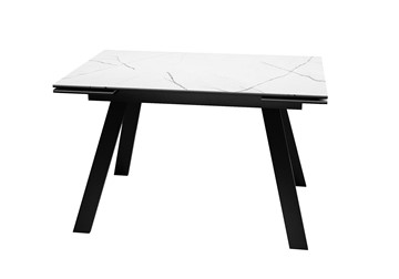 Керамический кухонный стол DikLine DKL140 Керамика Белый мрамор/опоры черные (2 уп.) в Саранске