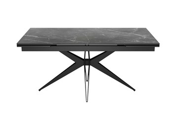 Керамический обеденный стол DikLine KW160 мрамор С45 (керамика черная)/опоры черные в Саранске