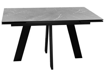 Стол обеденный раскладной DikLine SKM140 Керамика серый мрамор/подстолье черное/опоры черные (2 уп.) в Саранске
