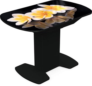 Кухонный раздвижной стол Корсика исп. 1 Фотопечать (Цветы №11) 1100(1415)*700 в Саранске