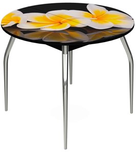 Обеденный раздвижной стол Ривьера - Круг, ноги метал. крашеные №24, ФП (Цветы №11) в Саранске