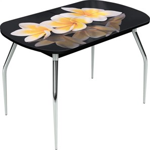Кухонный стол раскладной Ривьера исп.1 ноги метал. крашеные №24 Фотопечать (Цветы №11) в Саранске