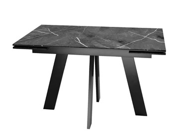 Стол раздвижной SKM 120, керамика черный мрамор/подстолье черное/ножки черные в Саранске