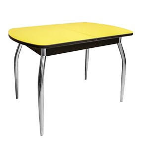 Кухонный стол ПГ-06 СТ2, венге/желтое стекло/35 хром гнутые металл в Саранске