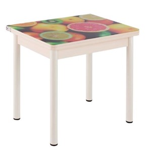 Кухонный пристенный стол СПА-01 СТФ, дуб молочный ЛДСП/стекло фрукты/36 прямые трубки крашеные белые в Саранске