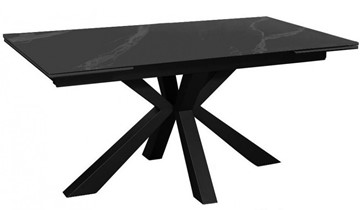 Керамический стол раздвижной DikLine SFE140 Керамика Черный мрамор/подстолье черное/опоры черные (2 уп.) в Саранске