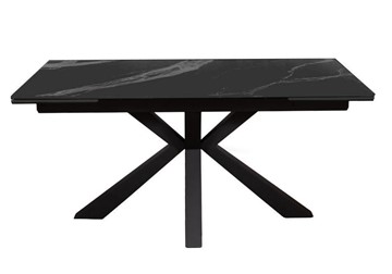 Керамический кухонный стол раздвижной DikLine SFE160 Керамика Черный мрамор/подстолье черное/опоры черные (2 уп.) в Саранске