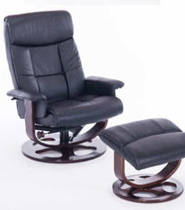 Кресло компьютерное ДамОфис J6011 для релаксации нат. кожа / дерево, черный в Саранске