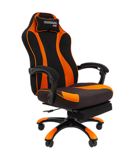 Игровое кресло CHAIRMAN GAME 35 с выдвижной подставкой для ног Ткань черная / Ткань оранжевая в Саранске