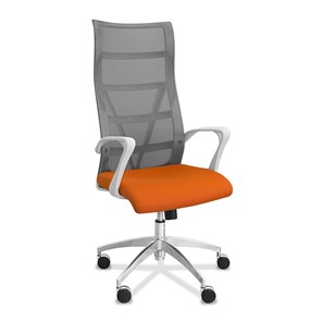 Кресло для руководителя Топ X белый каркас, сетка/ткань TW / серая/оранжевая в Саранске