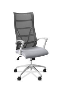 Офисное кресло для руководителя Топ X белый каркас, сетка/ткань TW / серая/ серая в Саранске